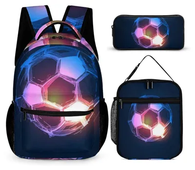 Image de Sac à dos pour enfant sur le thème du football, avec ensemble de lunch