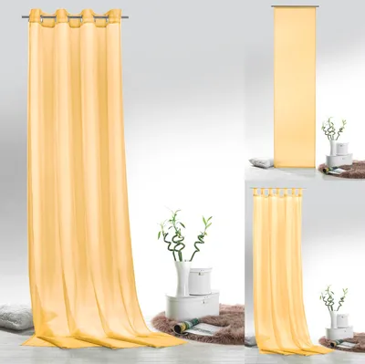 Produktbild von heimtexland ® Vorhänge Uni Voile einfarbig transparent Fensterdekoration Deko Gardine Typ418 Hellgelb Schlaufenschal HxB 245x140 cm