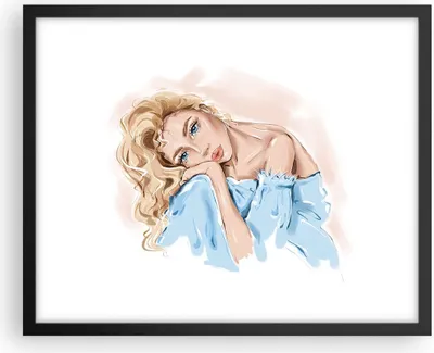 Produktbild von Gerahmtes Poster - Schwarzer Rahmen - Nachdenklich Frau Blond - 50x40 cm - Wand Bild - Wanddeko - Wandbilder - Kunstposter - Wandposter - Bilderrahmen - Bilder - Kunstdruck - P2BAA50x40-5083