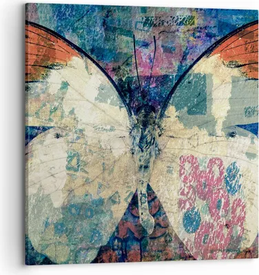 Produktbild von Bild auf Leinwand - Leinwandbild - Schmetterling Abstraktion - 70x70cm - Wand Bild - Wanddeko - Leinwanddruck - Bilder - Kunstdruck - Wanddekoration - Leinwand bilder - Wandkunst - AC70x70-3990