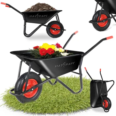 Image de MAXCRAFT Brouette / brouette de chantier pneus gonflables 250 kg 100 L noir / rouge - Black Edition