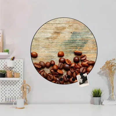 Produktbild von Design Stahlmagnettafel Schwarz Rund 47cm Kaffeebohnen