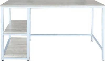 Immagine prodotto di Bureau Stoer - scrivania per computer - design industriale - con spazio contenitivo - bianco e marrone