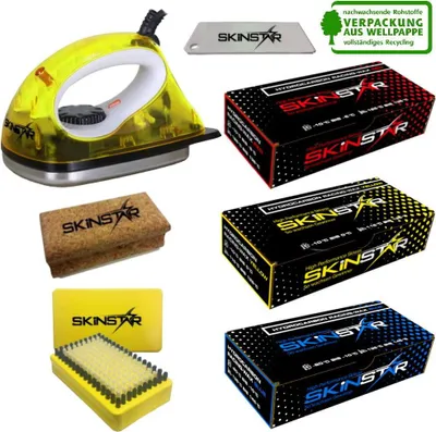 Image de Kit de fartage pour débutants SKINSTAR, fer à farter, brosse, fart hydrocarboné – kit 7 pièces