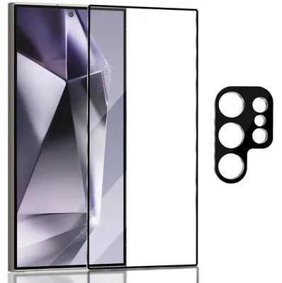 Produktbild von 1-Pack Samsung S24 Ultra 5G Displayschutzfolie & 1-Pack Kameraschutz - Gehärtetes Glas 9H - Super Qualität 3D