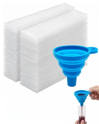 150 Eisbeutel mit Trichter, BPA-frei, 28 x 5 cm, lebensmittelecht