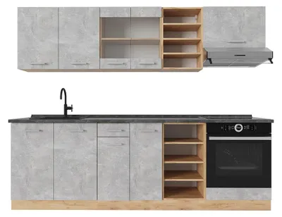 Image de Cuisine Vicco R-Line Béton/force d'or Chêne 240cm , PT Anthracite, Model 53583