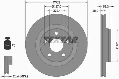 Produktbild von 2x TEXTAR 92278803 Bremsscheibe Vorderachse