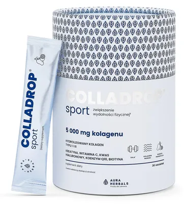 Obrázok produktu pre Aura Herbals Colladrop Sport morský kolagén 5000 mg na zvýšenie fyzickej výkonnosti, 30 vreciek
