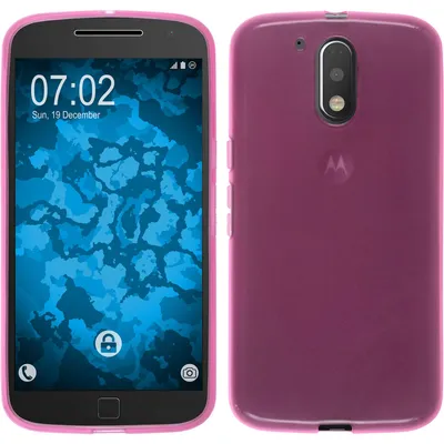 Produktbild von PhoneNatic Case kompatibel mit Motorola Moto G4 Plus - rosa Silikon Hülle transparent + 2 Schutzfolien