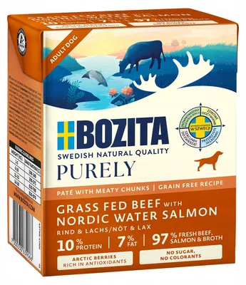 Immagine prodotto di Paté BOZITA Purely Duoprotein Manzo e Salmone - cibo umido per cani - 370g