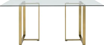 Produktbild von Esstisch für 6 Personen aus gehärtetem Glas und rostfreiem Stahl - klar und gold - NILESA II by Pascal Morabito