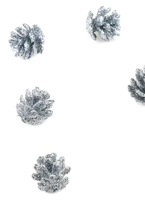 Produktbild von 10 mini Deko-Tannenzapfen Silber Glitzer 2 cm Weihnachten - Einheitsgröße