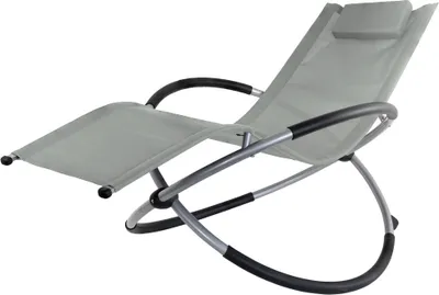 Produktbild von Garten Liegestuhl Schaukelliege Campingliege Strandliege Sonnenliege Gartenliege Gartenstuhl Klappstuhl Liege Klappbar Faltbar Relaxliege Grau Kingpower
