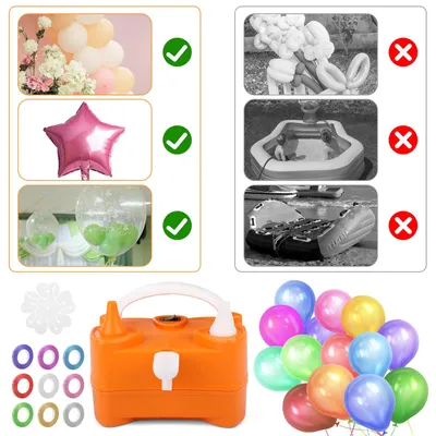 Produktbild von Luftballonpumpe elektrisch 400W, tragbar mit Doppeldüse, Inflator für Dekoration