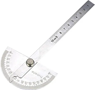 Zdjęcie produktu dla Miernik kąta Protractor 0-180°, okrągła głowica, stal nierdzewna, regulowany, do pomiaru kątów