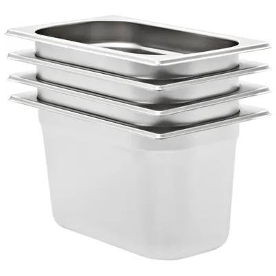 Image de Récipients Gastronorm 4 pcs GN 1/4 150 mm Acier inoxydable
