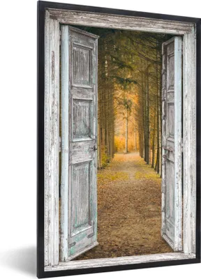 Produktbild von MuchoWow® Gerahmtes Poster Wald - Herbst - Ausblick 60x90 cm - Poster mit Schwarzem Bilderrahmen Wandposter Rahmen Foto Bilder - Kunst