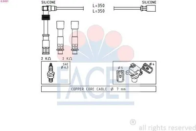 Produktbild von FACET 4.9491 Zündkabelsatz Zündleitungssatz für AUDI A4 Limousine (8D2, B5) A4 Avant (8D5, B5) A6 Avant (4B5, C5) A6 Limousine (4B2, C5) für VW