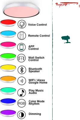 Image de Plafonnier musical, haut-parleur Bluetooth intégré,vocale intelligente, BKXD 55 W 50 cm
