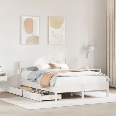 Produktbild von Massivholzbett ohne Matratze Weiß 150x200 cm Kiefernholz, Klassische Betten 2024 Neu DesignMöbel