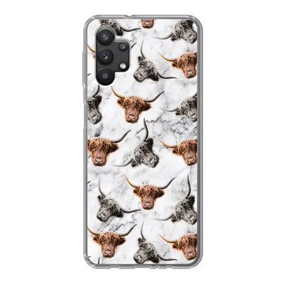 Produktbild von MuchoWow® Handyhülle Schutzhülle Hülle für Samsung Galaxy A32 5G Schottischer Highlander - Kuh - Marmor Silikon Softcase Handy Hülle - Softcase