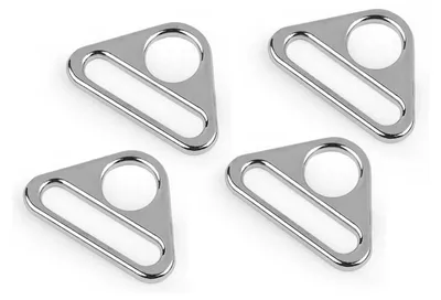 4 Triangel Ringe mit Steg für Gurtband Taschenherstellung silber