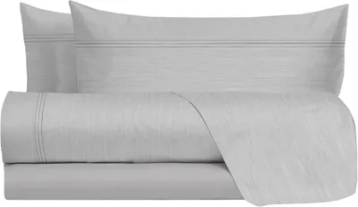 Productafbeelding van Beddengoedset voor tweepersoonsbedden, 100% katoen, voor tweepersoonsbed, motief: linnen look, bedlaken + hoeslaken + 2 kussenslopen