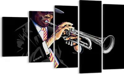 Produktbild von Bild auf Leinwand - Leinwandbild - Jazz Musik Musiker - 100x60cm - Wand Bild - Wanddeko - Leinwanddruck - Bilder - Kunstdruck - Wanddekoration - Leinwand bilder - Wandkunst - EG100x60-3588
