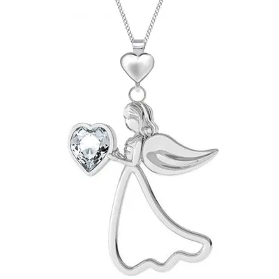 Elegante Engel Halskette 925 Echtsilber I Damen Glücksbringer, 45cm