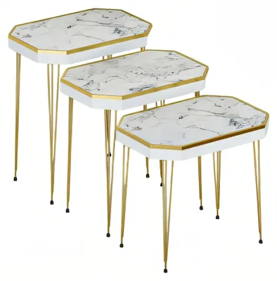 Obrázek produktu pro Elegantní bílé dřevěné stolky v moderním stylu, univerzální sada
