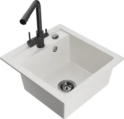 Produktbild von Mexen Vito 1-Becken-Granit-Spüle mit Mischbatterie Duero, Weiß - 6503-20-671600-70