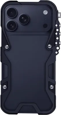 Obrázok produktu pre Kovové puzdro pre Apple iPhone 17 Pro s dutým rámom a karabínkou čierne