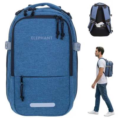 Produktbild von Rucksack Handgepäck klein Flugzeug Reiserucksack Laptoprucksack Business Ryanair Wizz 40x25x20 cm Travel Tasche Elephant Fly small 13124 Blau +Gurt