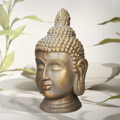 Produktbild von ECD Germany Buddha Figur 53cm, Bronzeoptik, Polyresin, für Yoga, Feng Shui oder Meditationsraum, Innen/Außen Skulptur Dekofigur