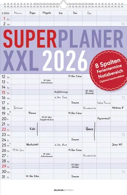 Produktbild von Alpha Edition - Superplaner XXL 8 Spalten 2026 - Familienkal
