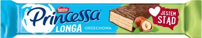 Zdjęcie produktu dla Princessa Longa Wafel Przekładany Kremem Orzechowym Oblany Mleczną Czekoladą 40 G