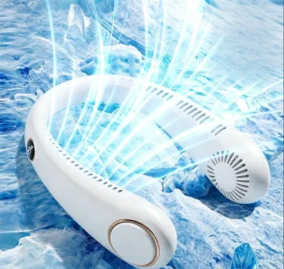 Produktbild von Nackenventilator, Halsventilatoren Leise (35dB) 24 Std. USB-C 5500mAh, 5 Stufen, Ventilator zum Umhängen-für Frauen/Männer/Kinder/Draußen/Drinnen