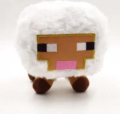 A plush toy sheep from the game Minecraft.