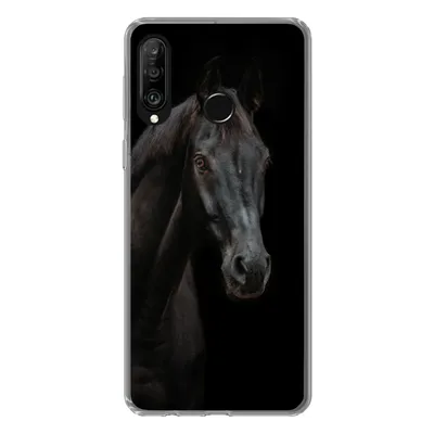 Produktbild von MuchoWow® Handyhülle Schutzhülle Hülle für Huawei P30 Lite Pferd - Nutztier - Schwarz Silikon Softcase Handy Hülle - Handyhülle