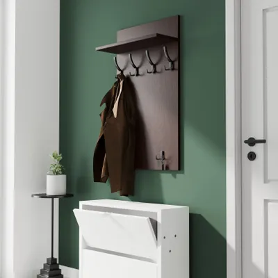Produktbild von AKKE Wenge Garderobenpaneel MAXI - SCHWARZE haken BxH: 60x90 cm