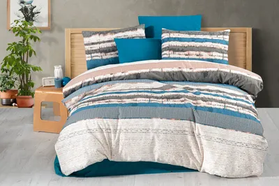 Produktbild von L'Essentiel Linge de Maison, Stella, Einzelbettbezug-Set, 50 % BAUMWOLLE / 50 % POLYESTER, Blau, 160 x 220 cm