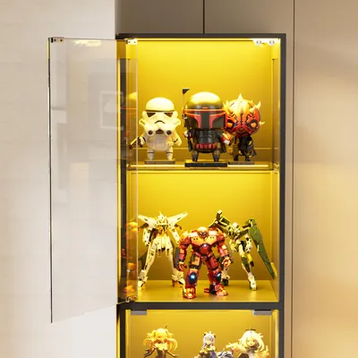 Produktbild von Glasvitrine stehend mit Glastür&höhenverstellbaren Regalen, 160*40cm, Kippschutz Helligkeitsregelung, Acryl-Seitenwänden Standvitrine Büro, Bücher