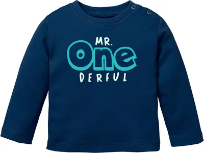Produktbild von Baby Langarmshirt Babyshirt Mr Onederful Geburtstag 1 Jahr Geschenk Jungen Shirt Moonworks® 3 blau 92/98 (16-24-Monate)