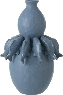 Produktbild von J-Line Vase Fisch Keramik Blau Large