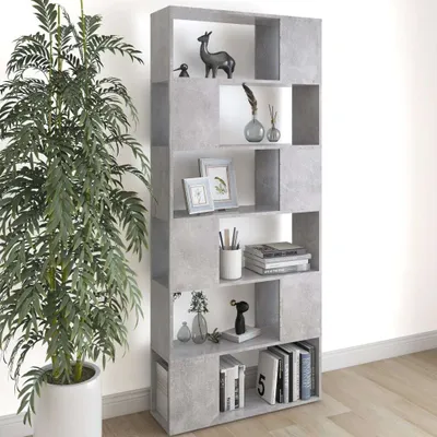 Immagine prodotto di Maison Exclusive - Libreria divisorio grigio cemento 80x24x186 cm in materiale derivato dal legno