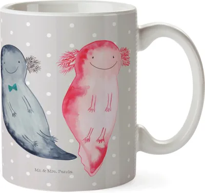 Produktbild von Mr. & Mrs. Panda Plastikbecher Axolotl Freundin - Grau Pastell - Geschenk, Valentinstag, Pott, Haferl, Lurch, Camping Tasse, glücklich, Mehrwegbecher, Outdoor, Liebe