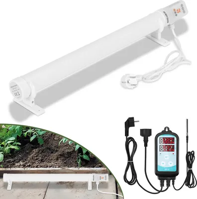 Image de Clanmacy Chauffage de serre 120W Avec régulateur de température numérique 3000W Chauffage électrique à barres blanc pour serres Installation flexible