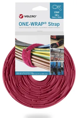 Productafbeelding van VELCRO® One Wrap® band, 20 mm x 330 mm, 100 stuks, rood