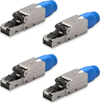 Produktbild von NEXMEX 4x Netzwerkstecker Cat 8 CAT8.1 RJ45 Stecker Werkzeuglos Metall 40Gbps